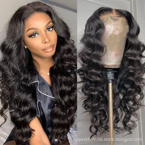 Unprocessed Loose Deep Brazilian Human Hair T-Part Lace Wig Vendors Raw Virgin Cuticle Aligned Wave Full Swiss Lace Frontal Wig